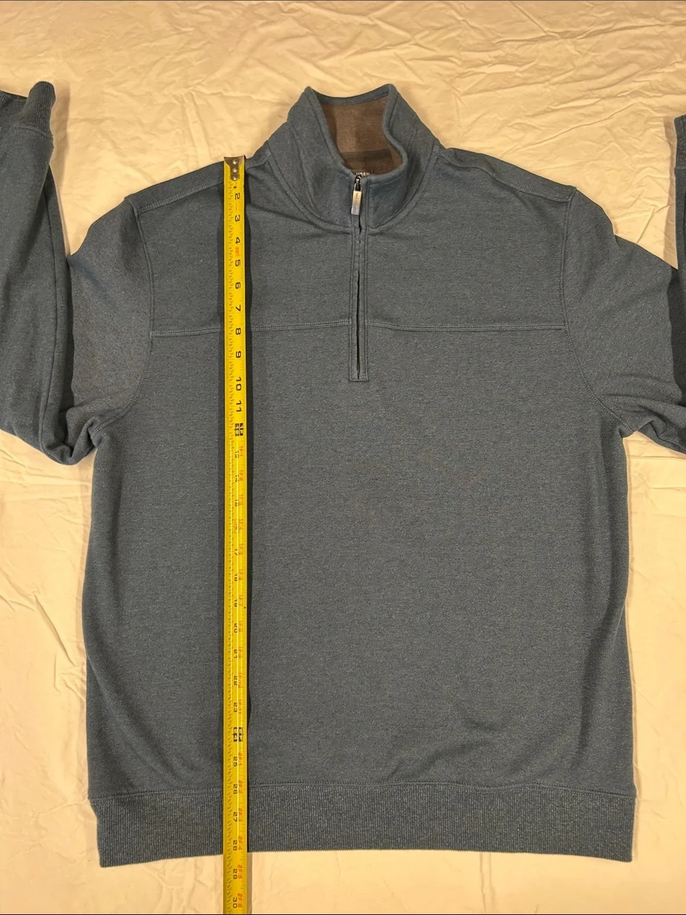 Van Heusen FLEX Quarter Zip Sweater Fleece Pullover Mens Large Blue Heathered